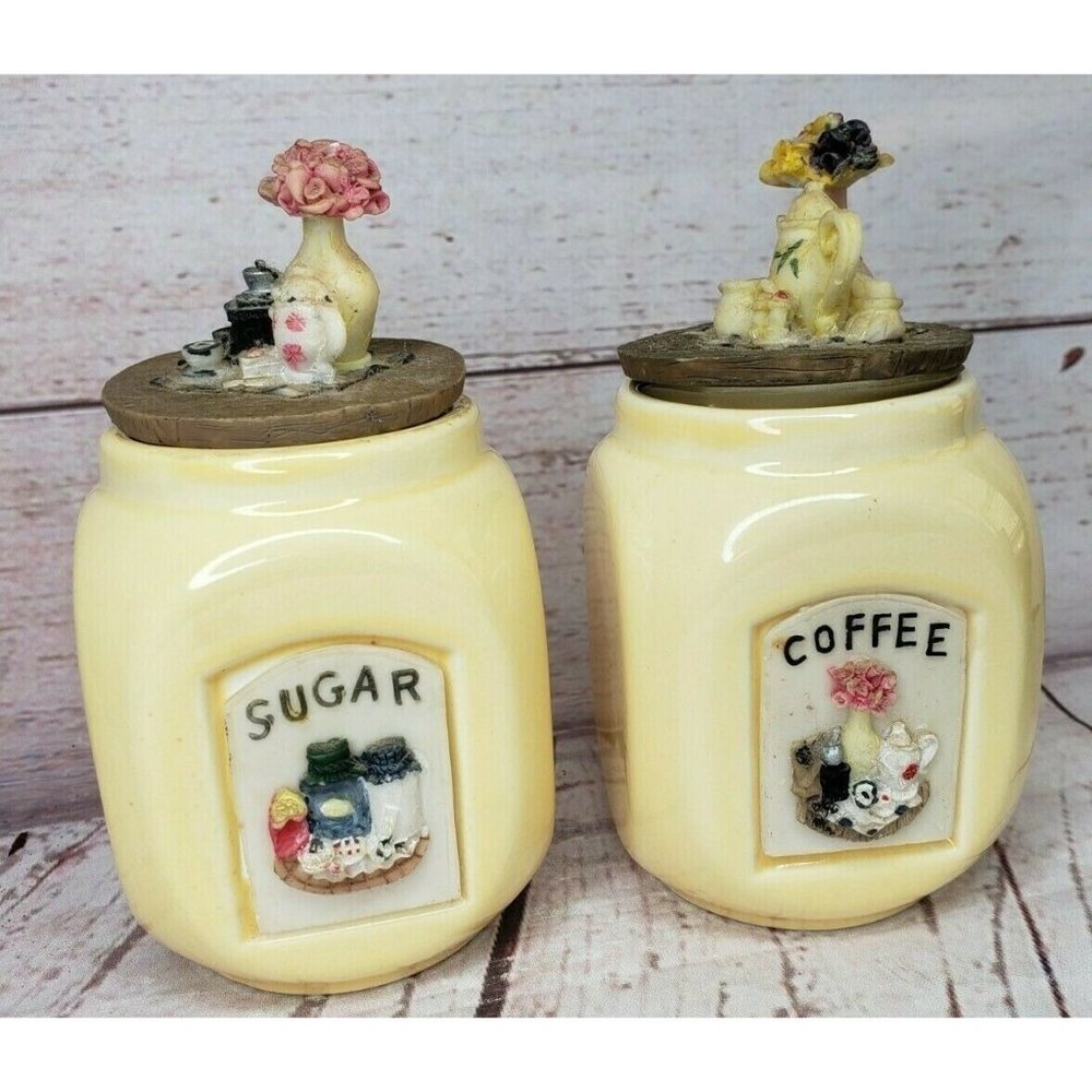Rare Sugar And Coffee Container Set With Exclusive Design Covers